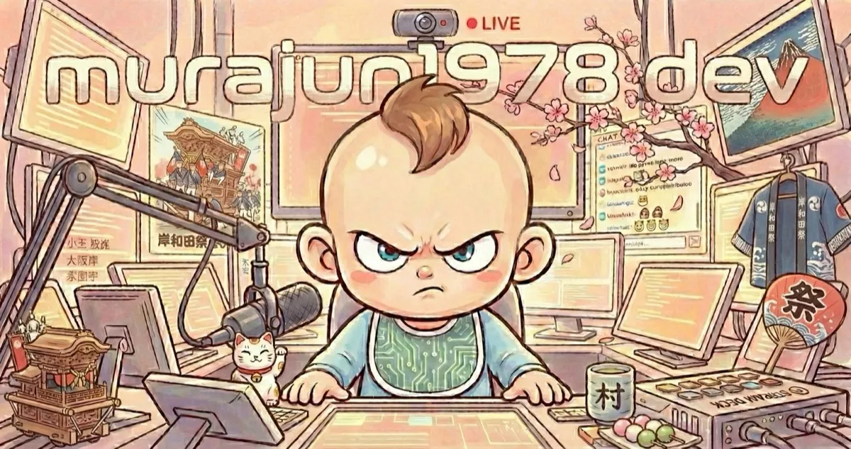 murajun1978 - tech content creator at a streaming setup with microphone and monitors